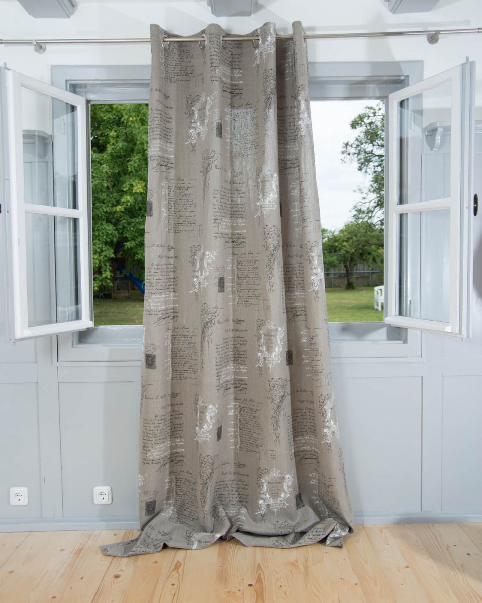 Vorhang Gardine Ösenschal Leinen Manuskript 245cm Oder
